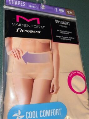 New 3XL Maidenform Flexees Cool Comfort Boyshort Beige flexees shapewear panty